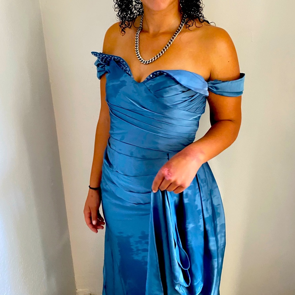 Blue dress with corset back